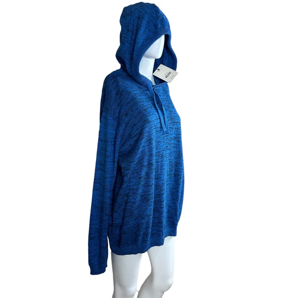 Never Lose Hedge est 2010 large Blue & Black‎ Knit Pullover Sweater Hoodie